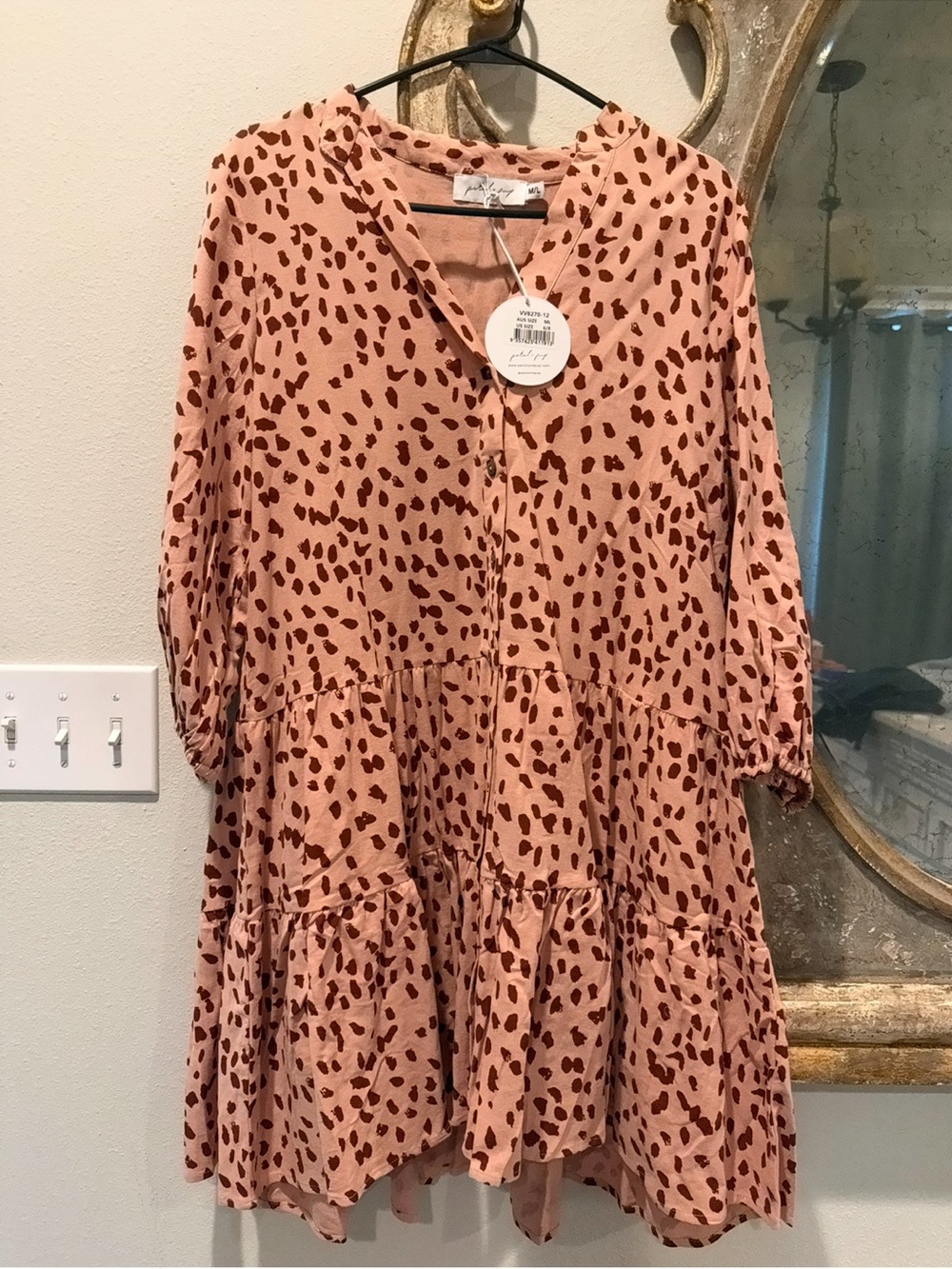 Petal & Pup Blush Pink Dress with Rust Spot Print